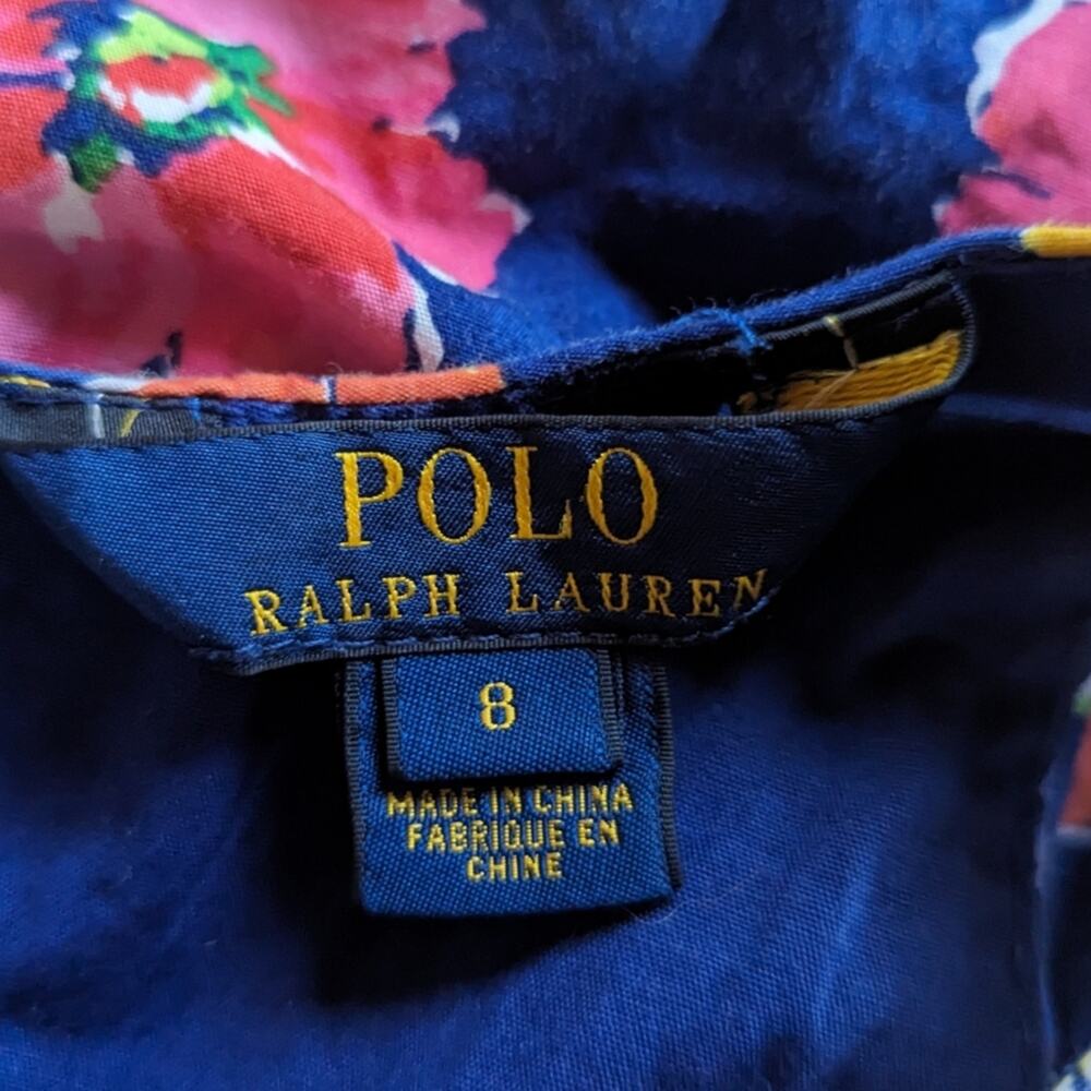 Polo Ralph Lauren Dress Girls Sz 8 Navy Floral - Picture 5 of 5